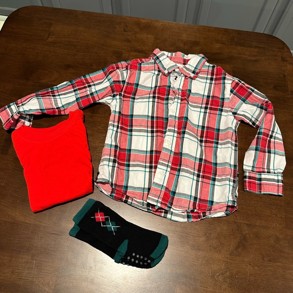 Gymboree Red and White Plaid Button Down Shirt